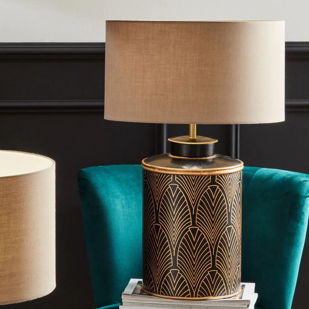 Deco Black Geo Art Deco Hand Painted Table Lamp  - Base Only - Image 3