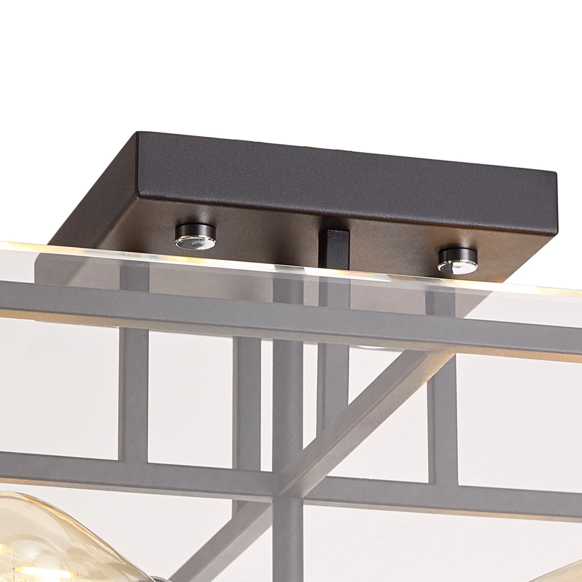 Delhi Semi Flush, 4 Light, Matt Black & Chrome & Clear Glass - Image 4