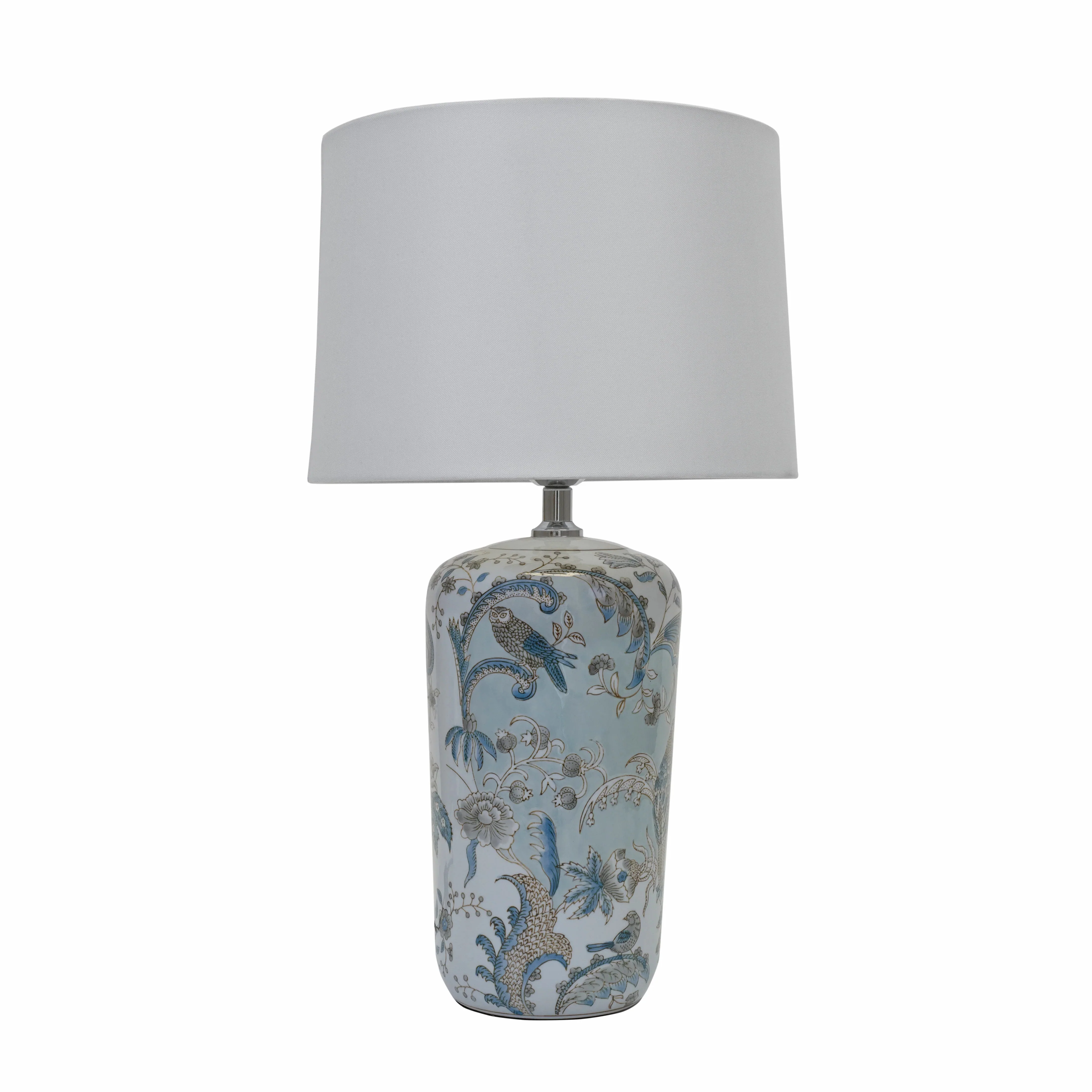 Delia Small/Large Lamp -  Light Blue & Grey Tropical Print Finish - Image 2