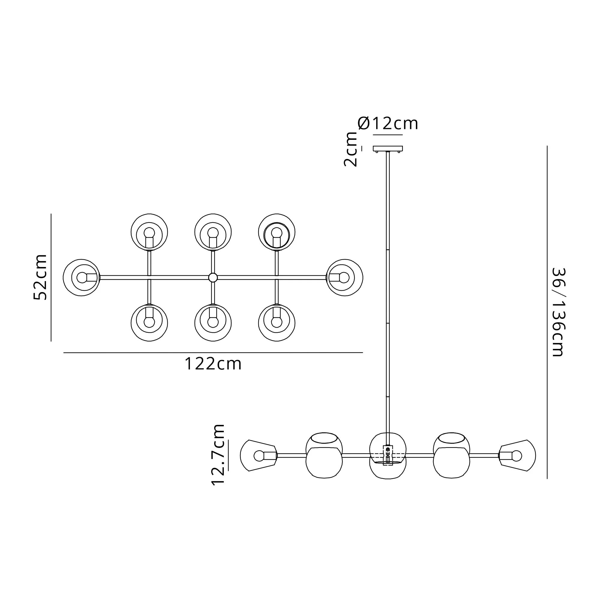 Delmar 8Lt Adjustable Linear Pendant - Various Colours - Image 2
