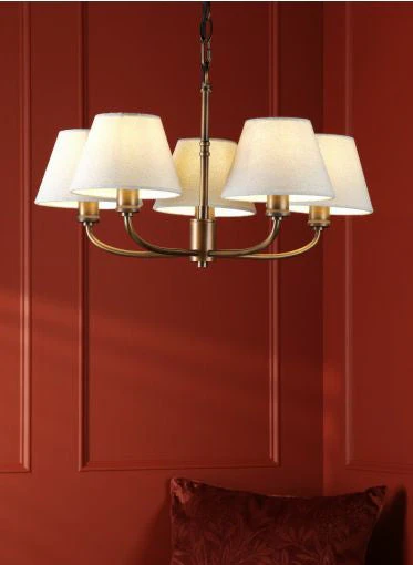 Denston 5 Light Multi Arm Pendant Antique Bronze With Shade - Image 2