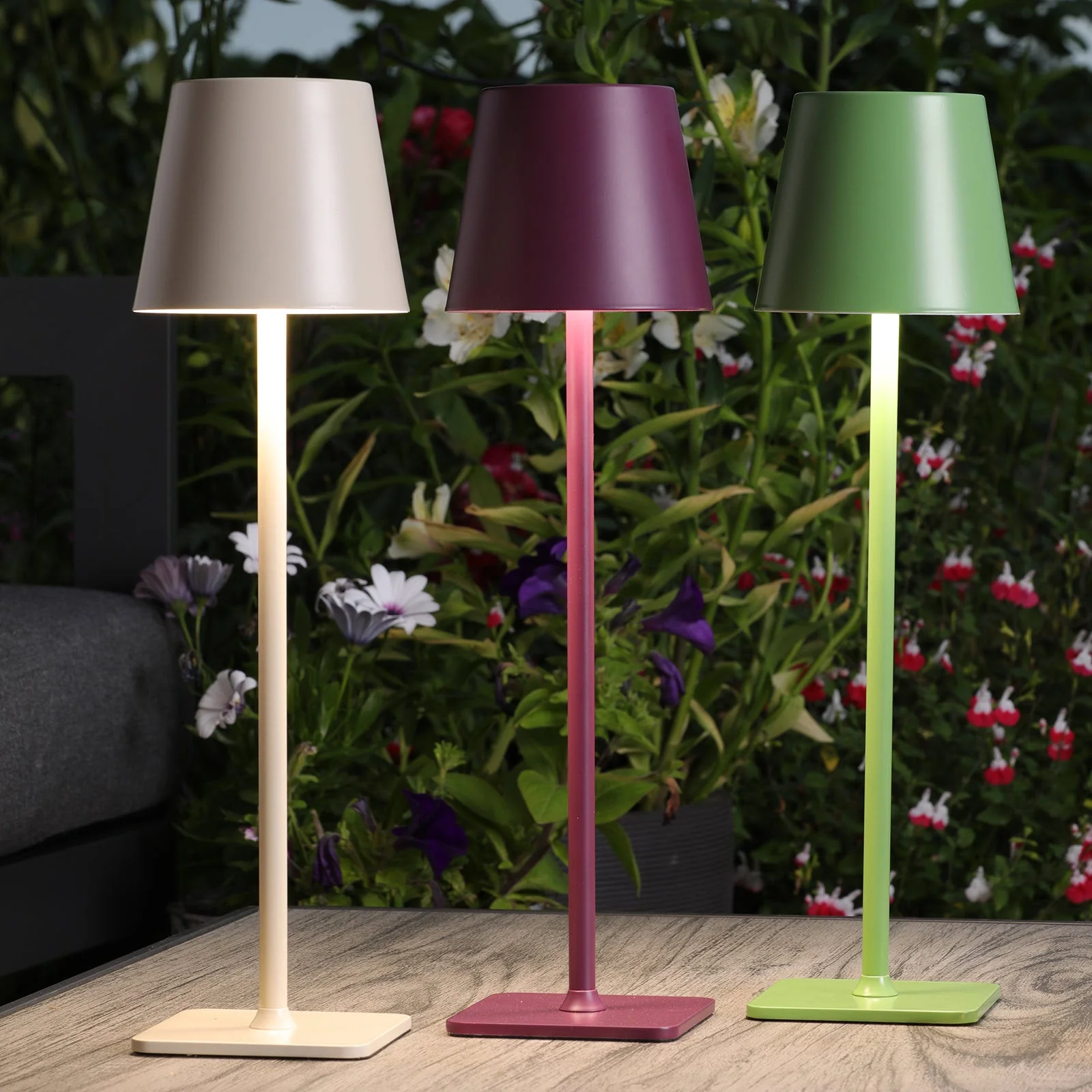 Derrick Rechargeable Outdoor Table Lamp Various Finishes IP54 Integrated LED - Image 9