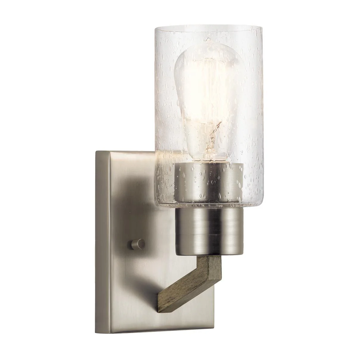 Deryn 1 Light Wall Light - Distressed Antique Grey/Natural Brass IP20 E27 - Image 8
