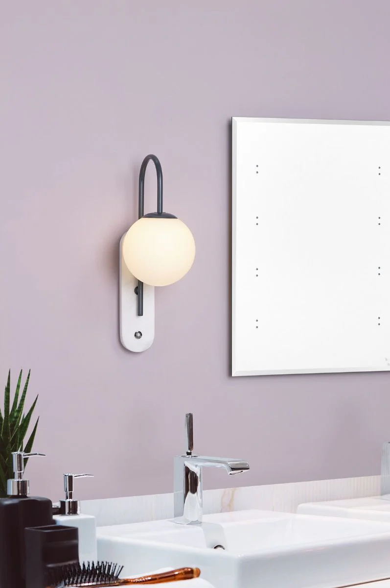 Deuce Bathroom Wall Light Marble Opal Glass IP44 - Image 4