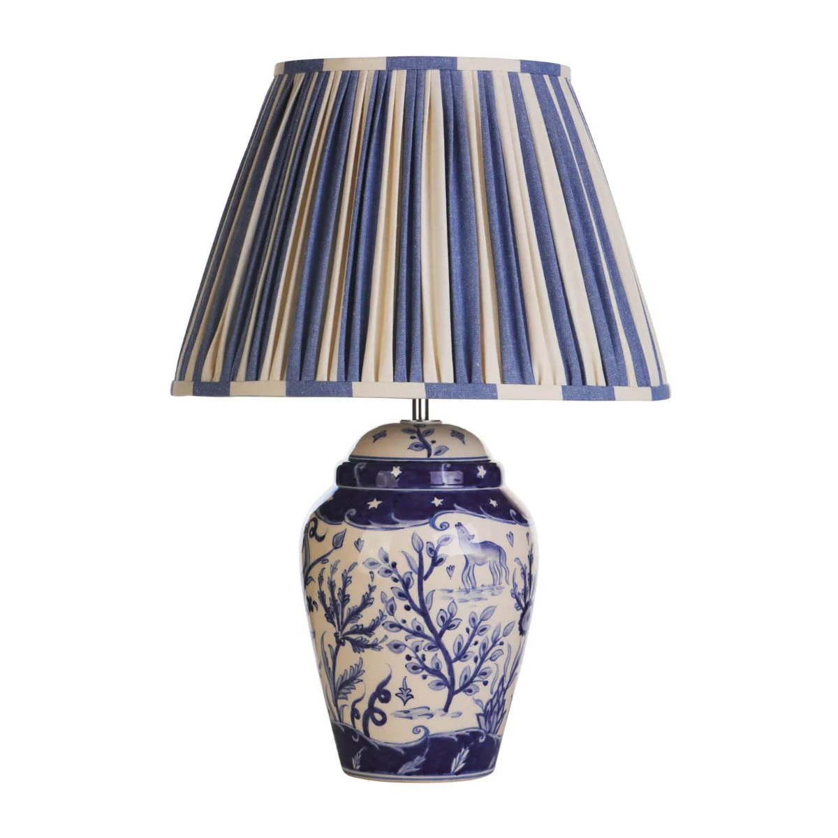 Devana Ceramic Table Lamp Blue Print Base Only E27 - Image 2