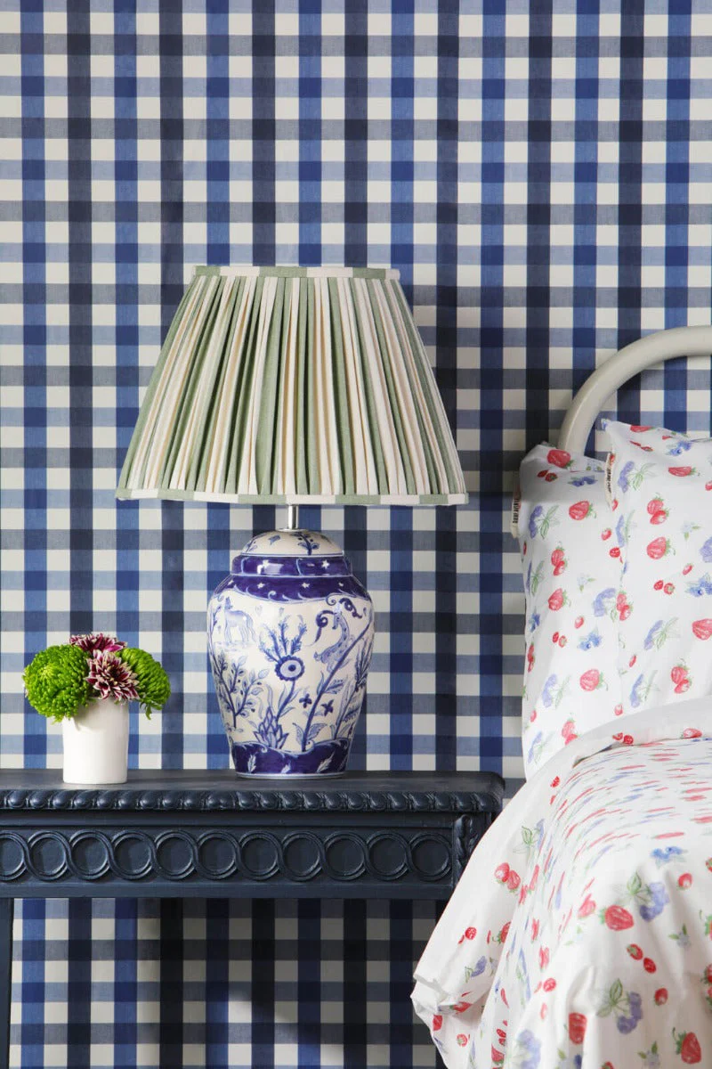 Devana Ceramic Table Lamp Blue Print Base Only E27 - Image 4
