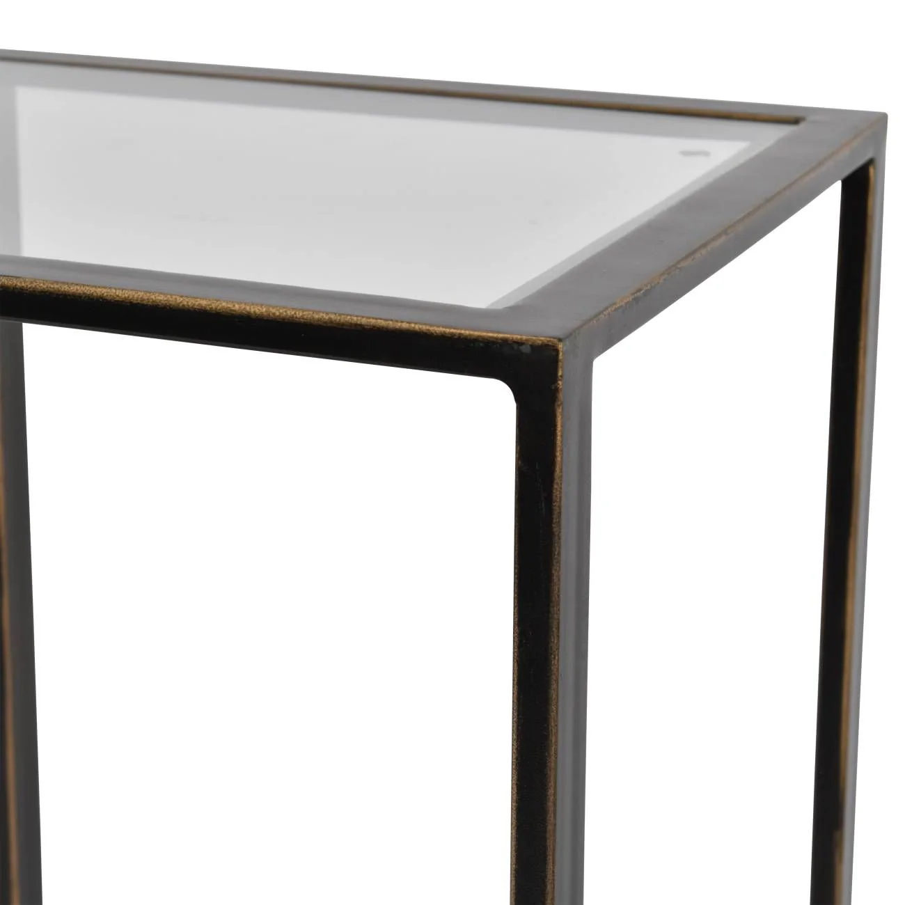 Deveraux Gilded Bronze Metal and Glass Console Table - Image 4