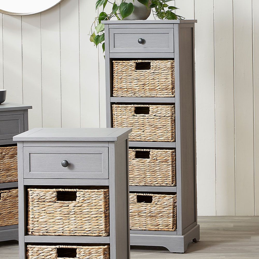 Devonshire Drawer & Basket unit  -  Grey & Wood Finish - Image 2