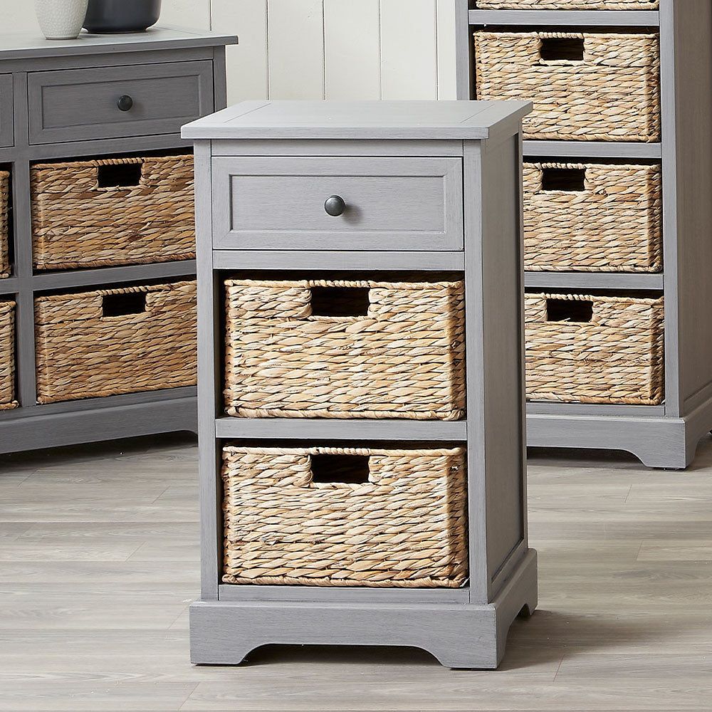 Devonshire Drawer & Basket unit  -  Grey & Wood Finish - Image 3