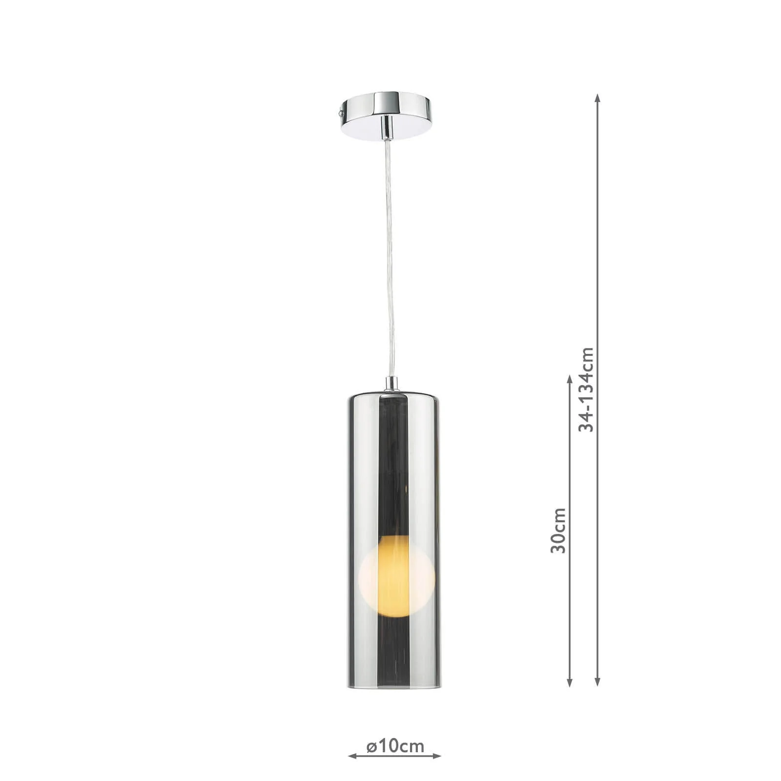 Diaz Pendant Smoked Glass and Polished Chrome - Image 4