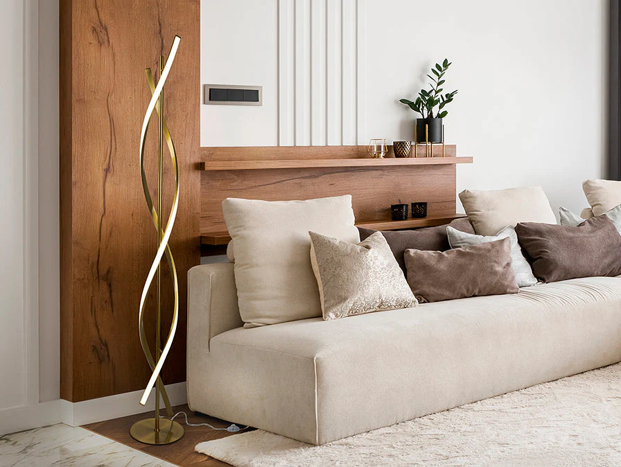 Dido LED Floor Lamp- Golden Finish - Image 3