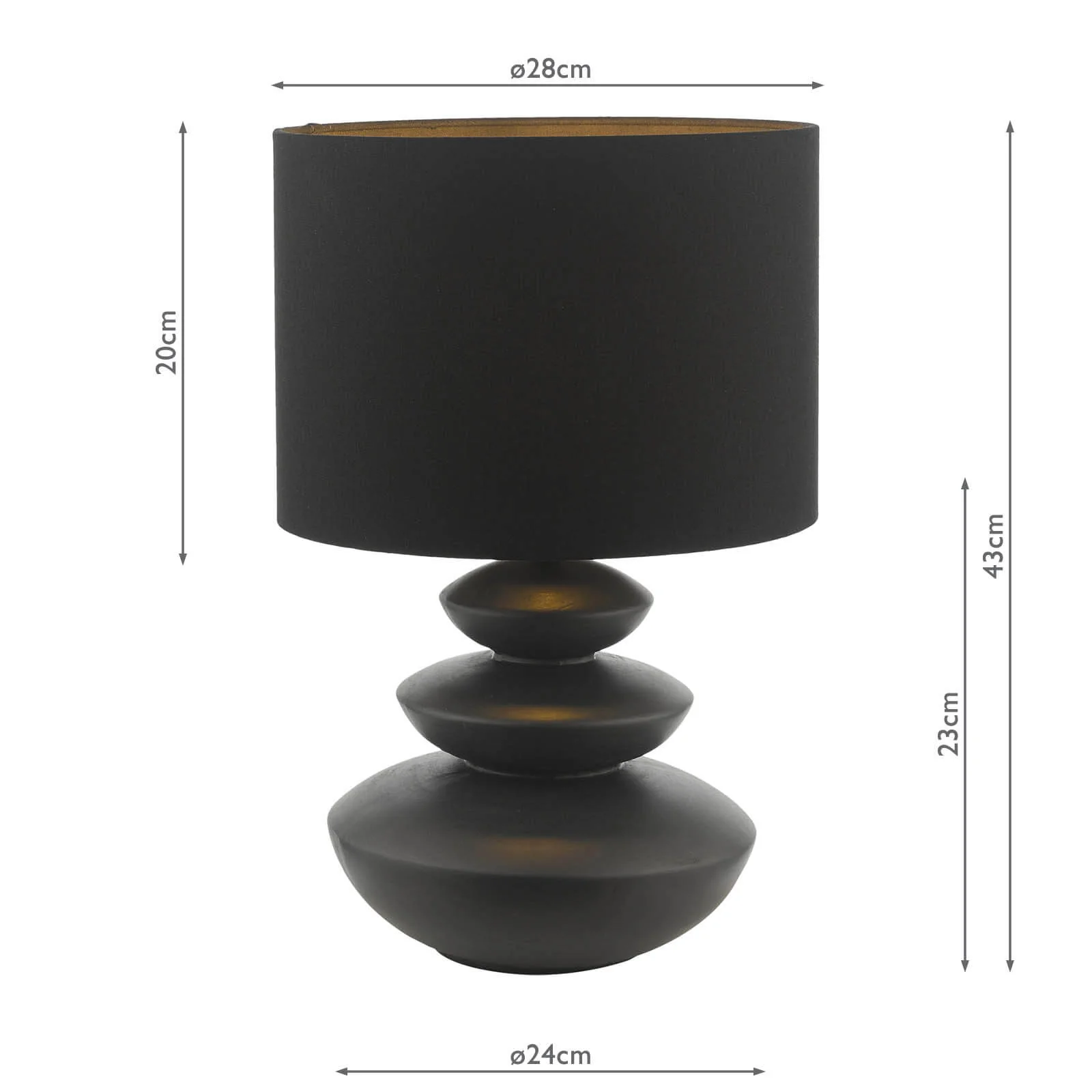Discus Ceramic Table Lamp Grey With Shade E27 - Image 11