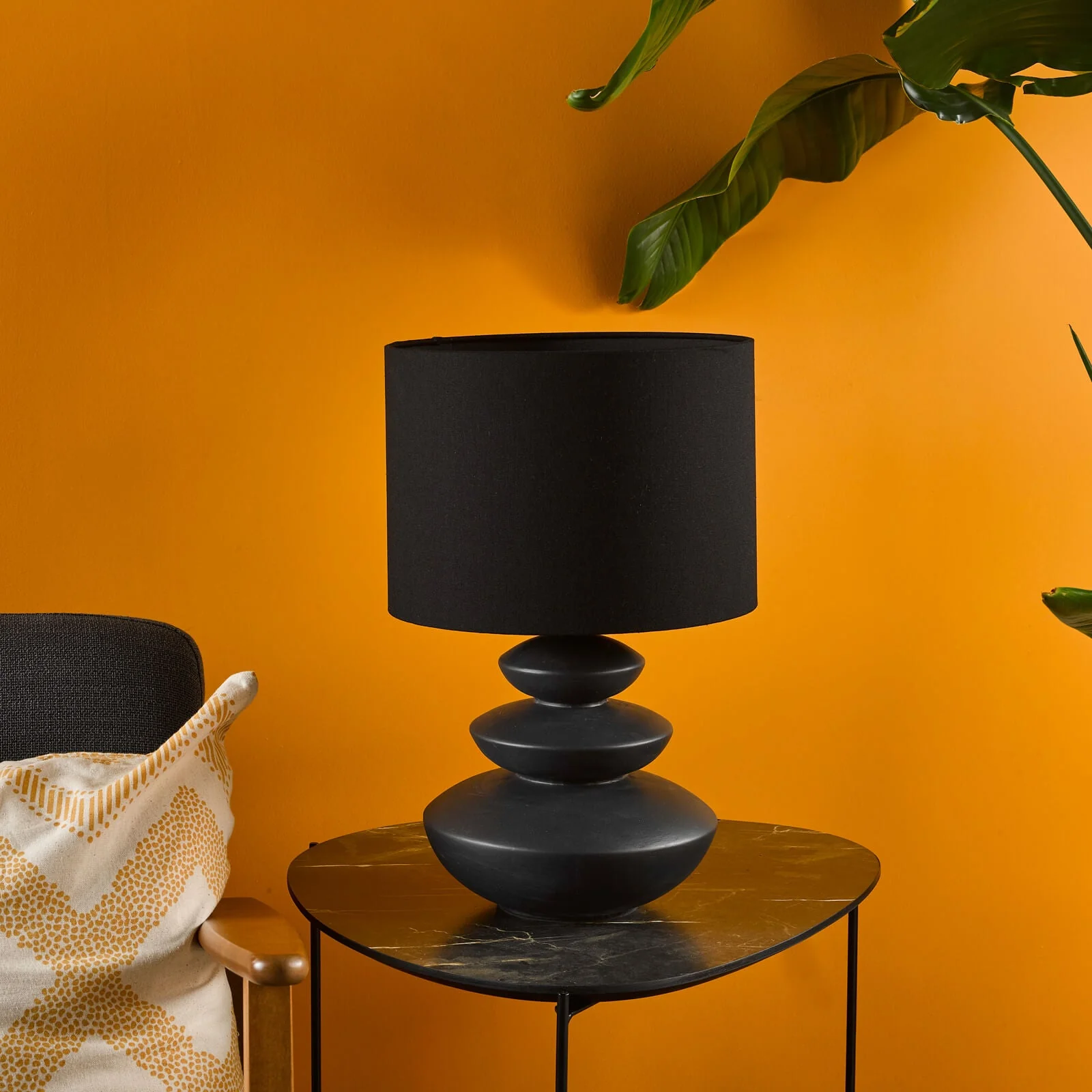 Discus Ceramic Table Lamp Grey With Shade E27 - Image 8