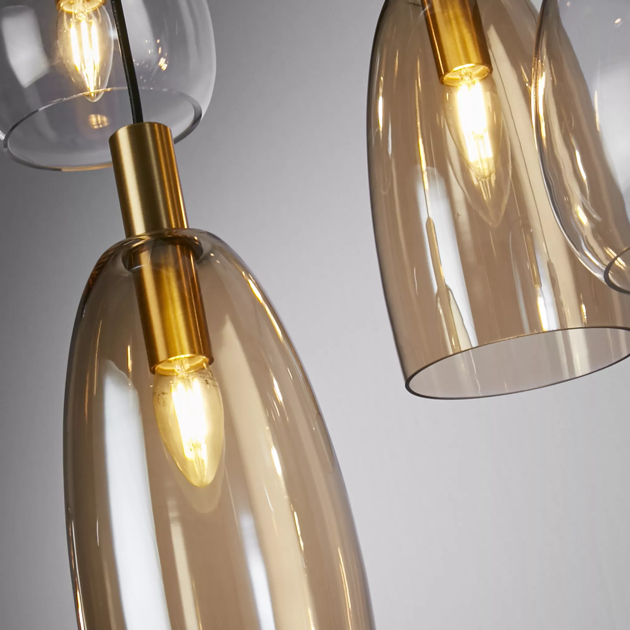 Divine 6Lt/ 8Lt Multi-Drop Pendant - Black Metal & Coloured Glass - Image 4