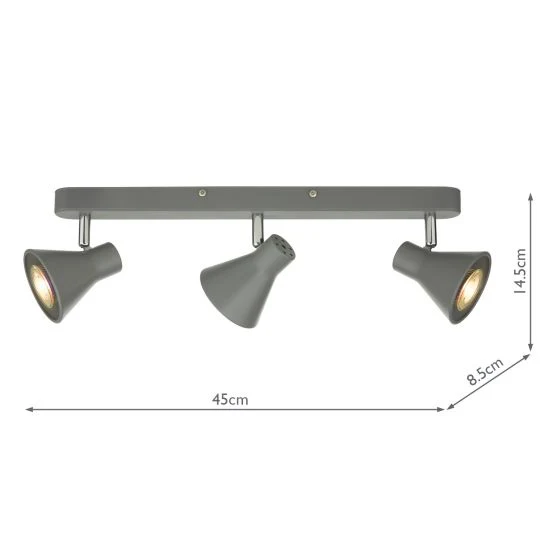 Diza 3Lt Bar Spotlight Matt Grey - Image 4