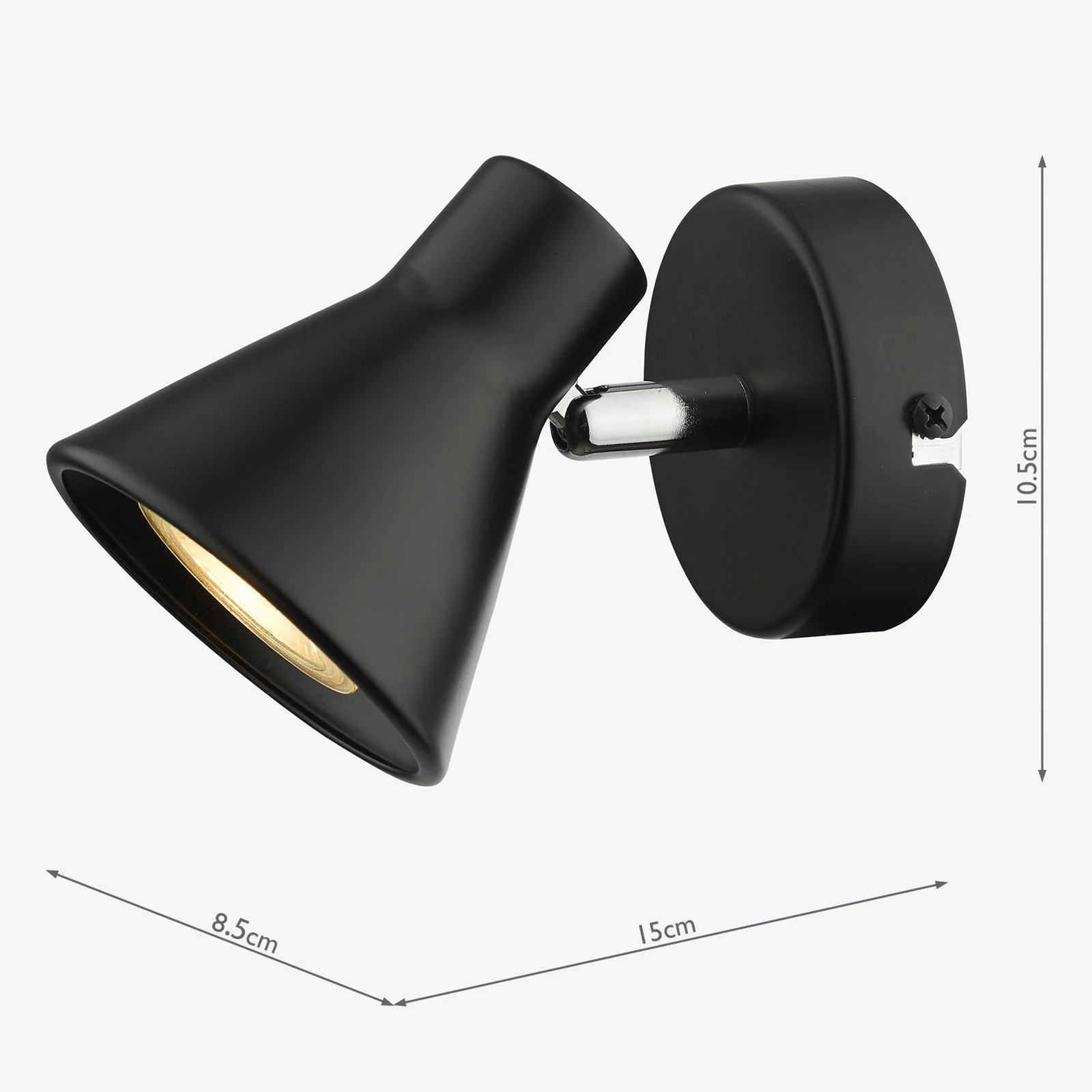 Diza Single Wall Spotlight - Matt Black/Matt Grey - Image 2