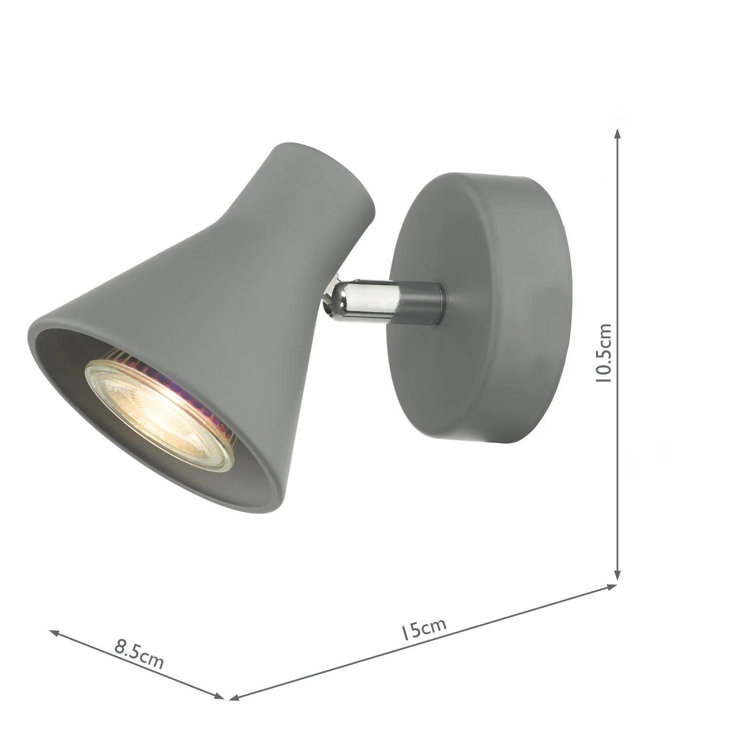 Diza Single Wall Spotlight - Matt Black/Matt Grey - Image 7