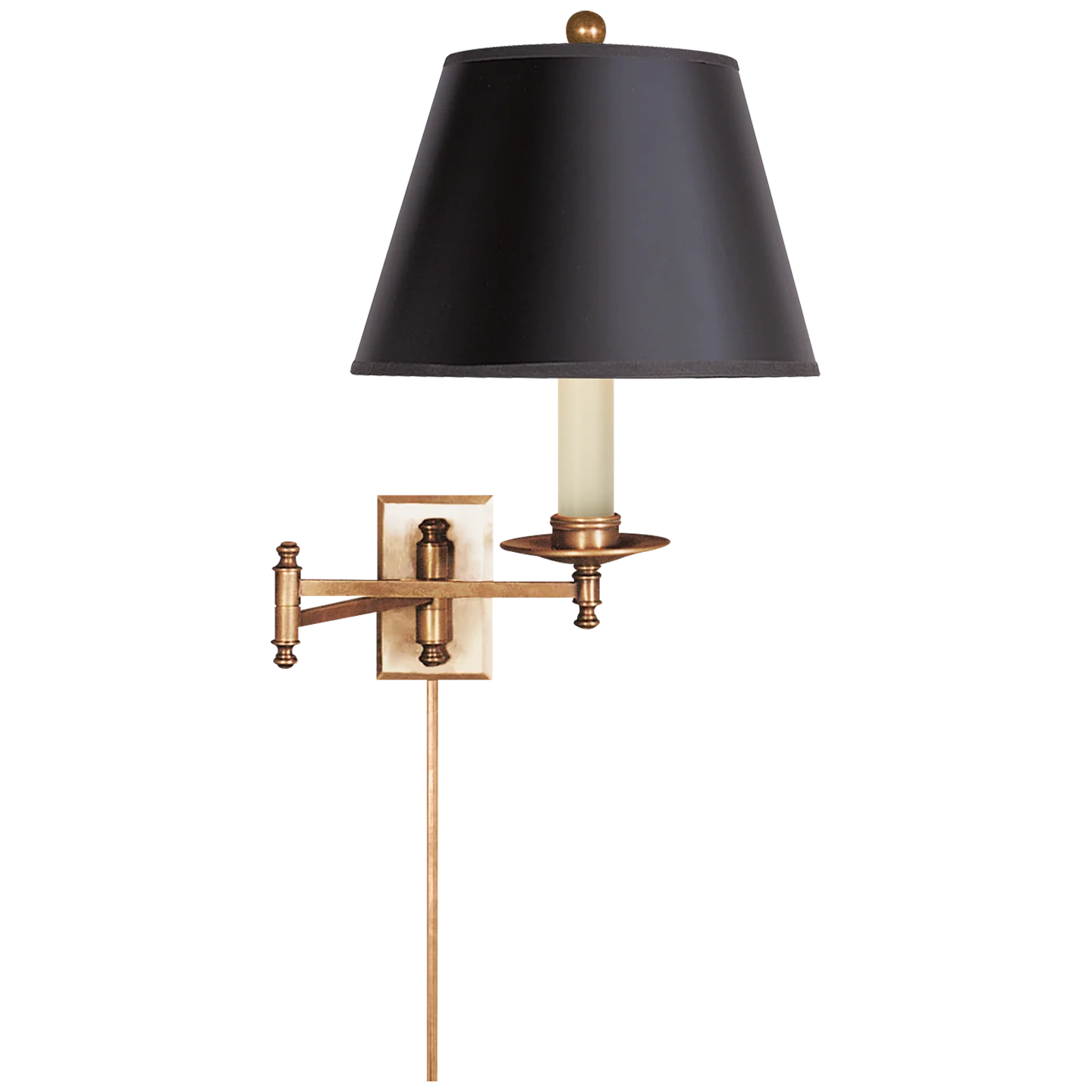 Dorchester Swing Arm Plug-in Wall Light - White/Black Shade - Image 2