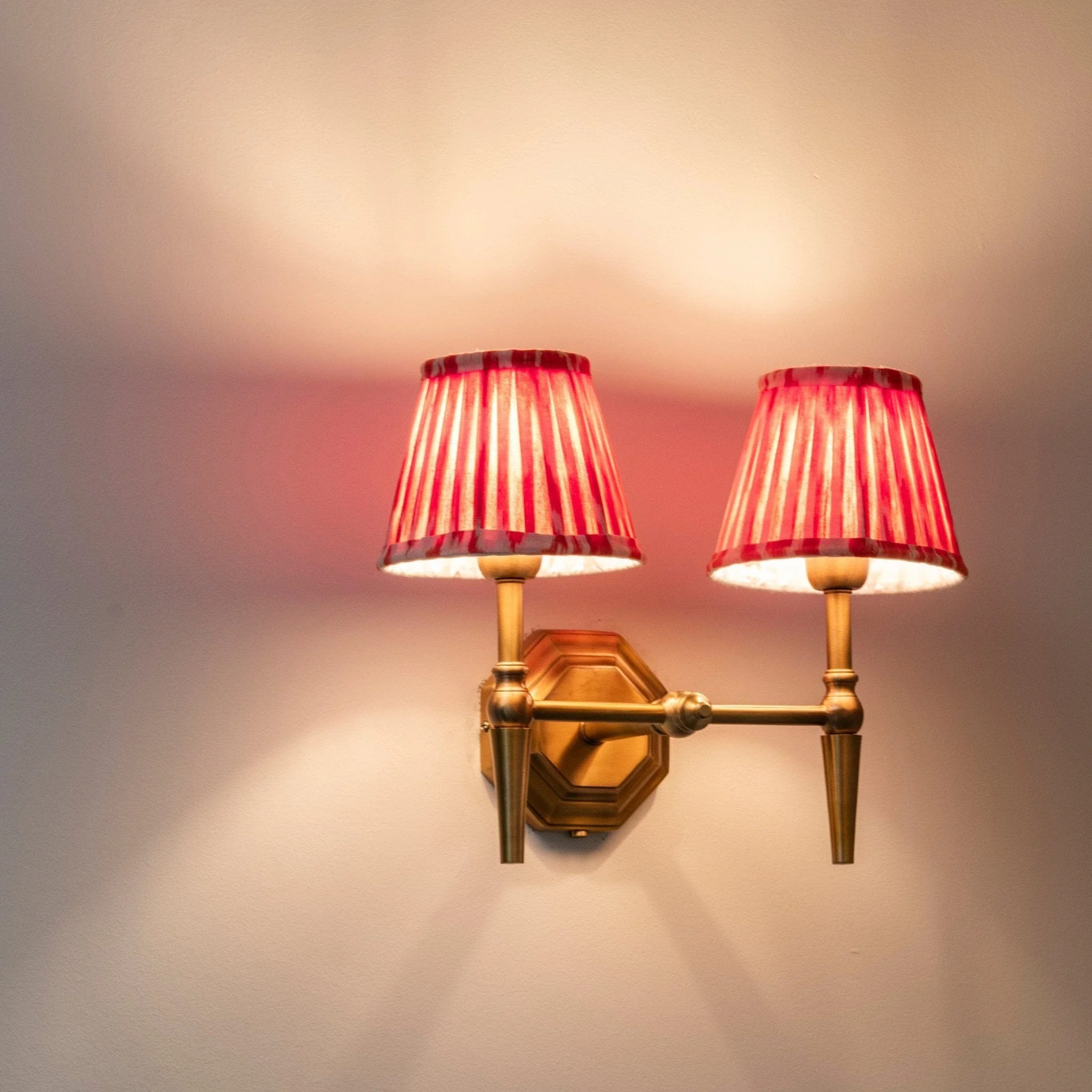 Mizen Double Brass Wall Light- Various Shade Colours - Image 12