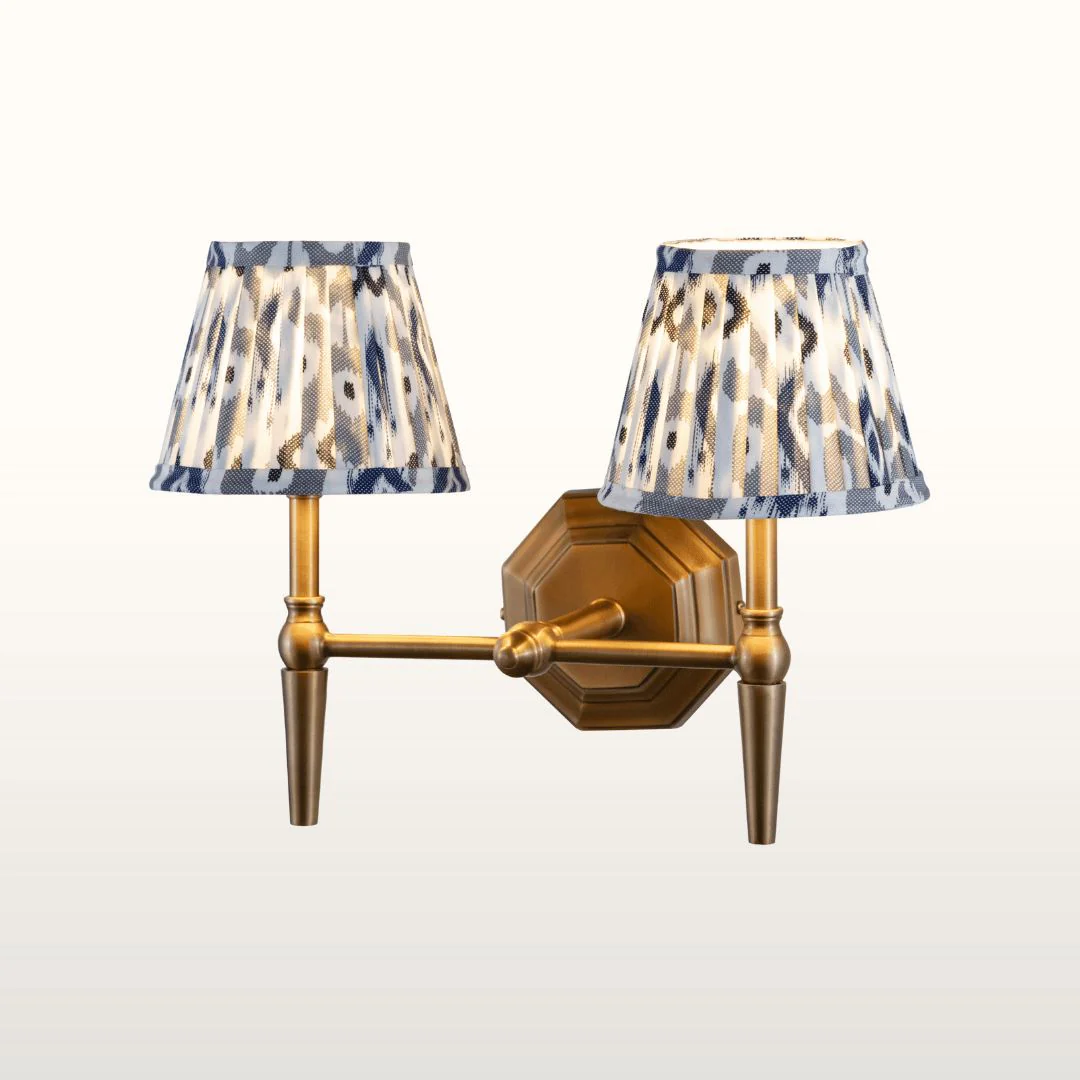 Mizen Double Brass Wall Light- Various Shade Colours - Image 6