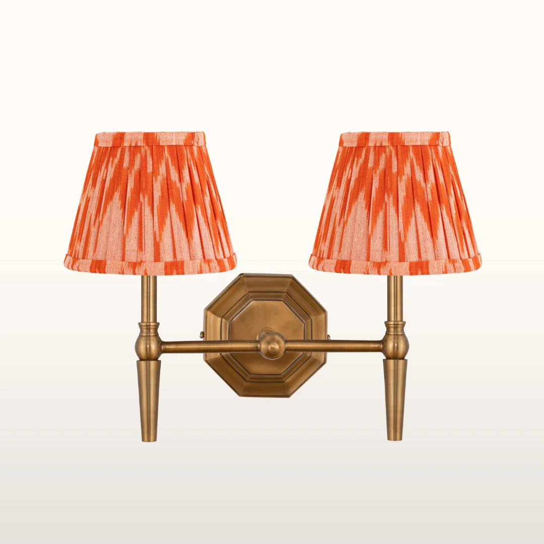 Mizen Double Brass Wall Light- Various Shade Colours - Image 7