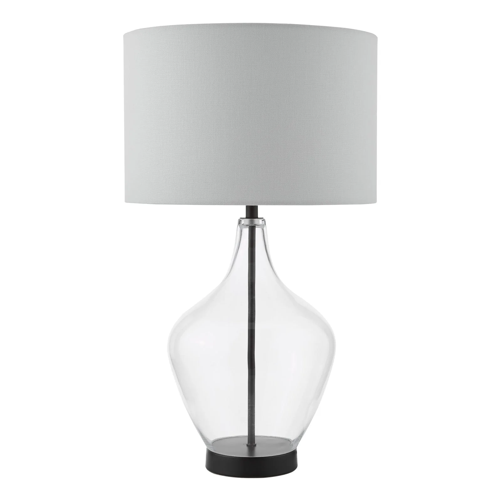 Drago Table Lamp Glass and Matt Black With Shade E27 - Image 2