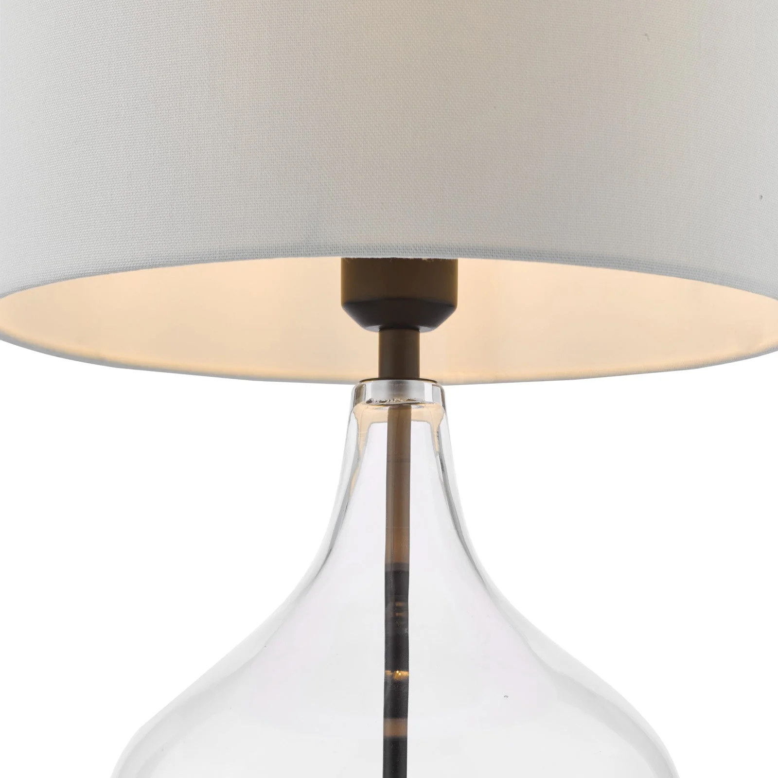 Drago Table Lamp Glass and Matt Black With Shade E27 - Image 3