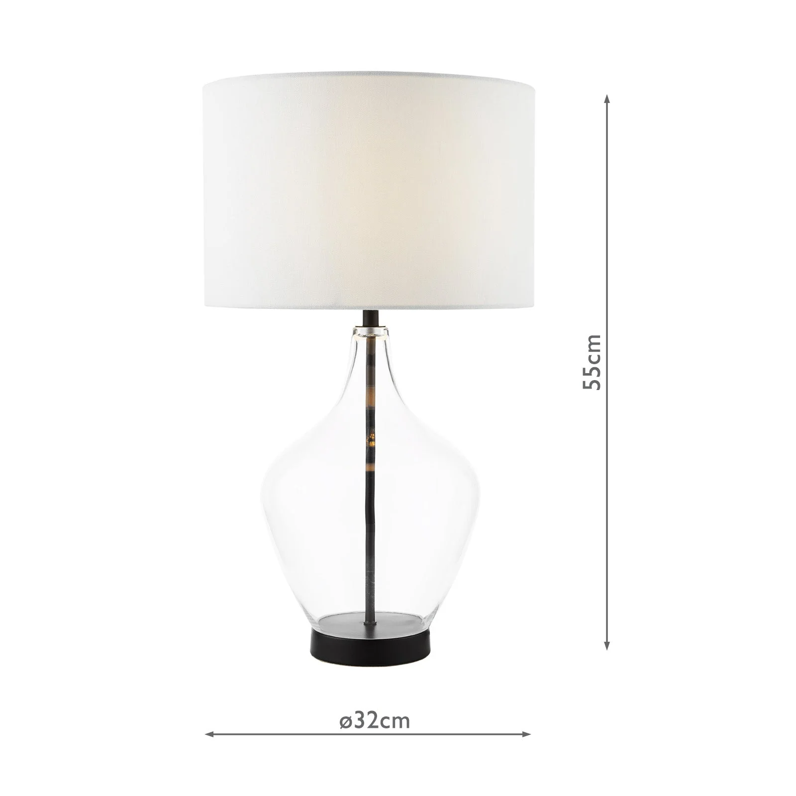 Drago Table Lamp Glass and Matt Black With Shade E27 - Image 7