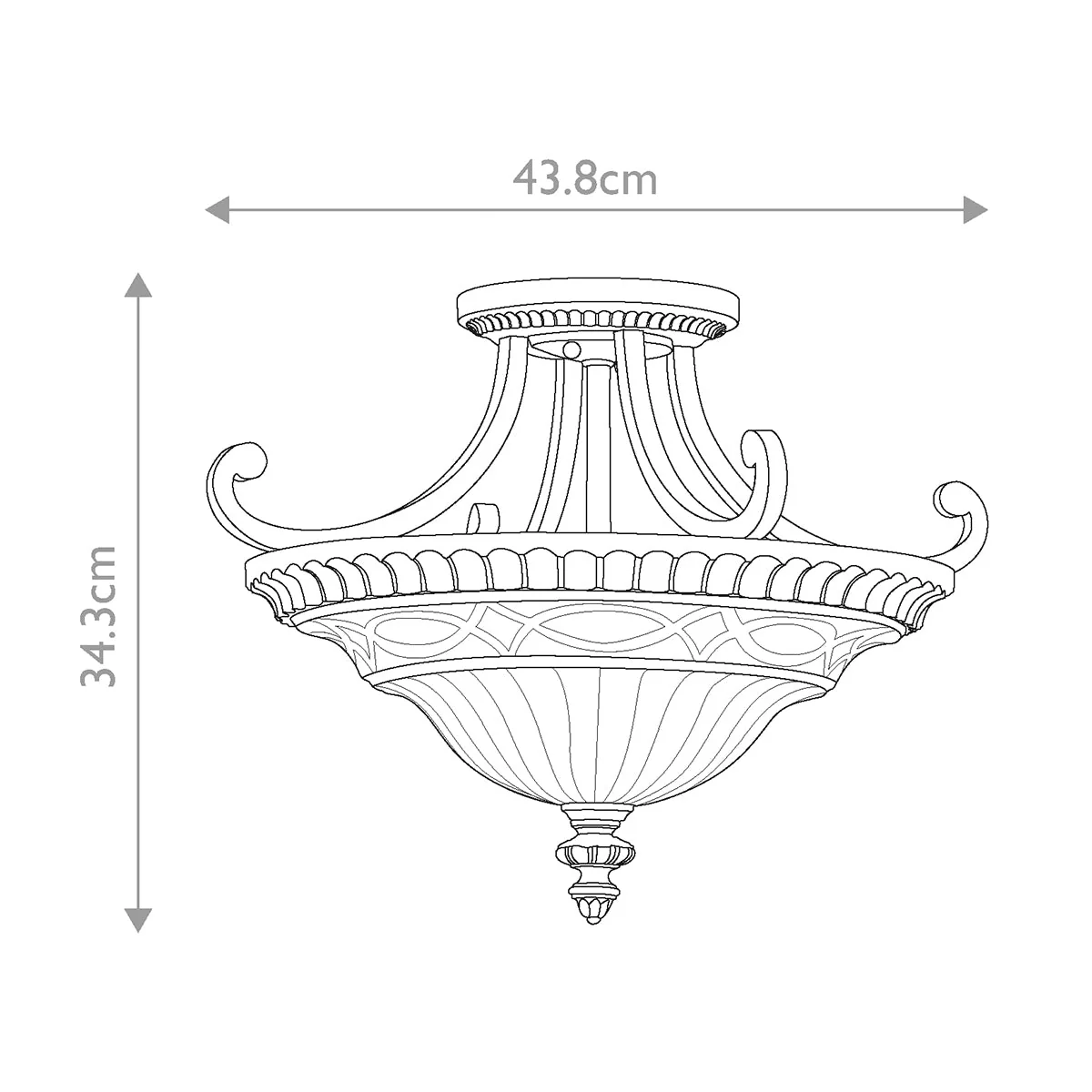 Drawing Room 2 Light Flush - Walnut Two Styles - Image 6