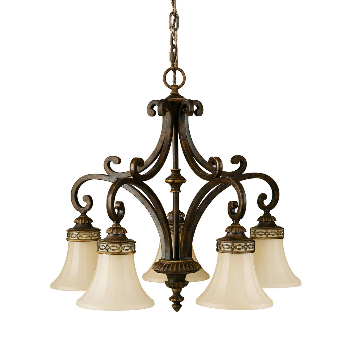 Drawing Room 4/5 Lt Centre Ceiling Light - Walnut Finish - Image 5