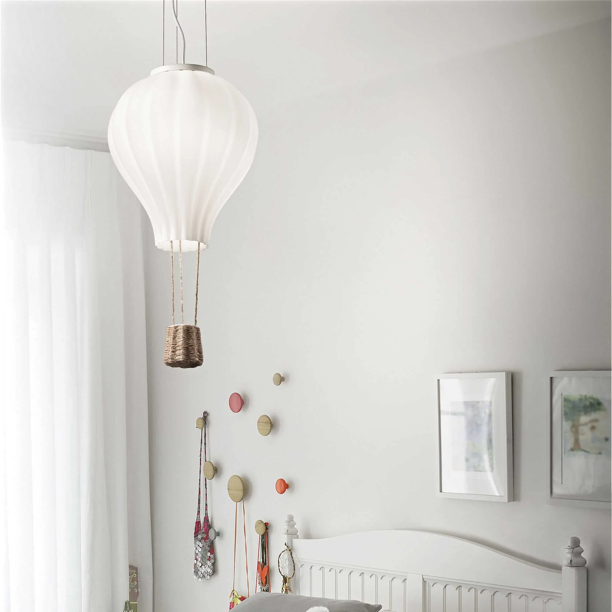 Dream Big Hanging Light - White Hot Air Balloon Style Shade - Image 3
