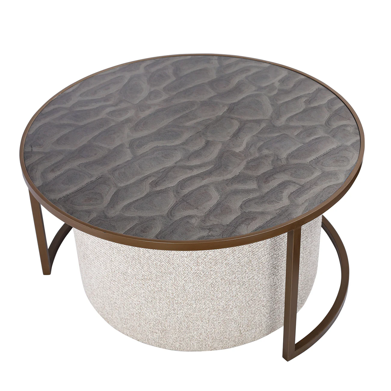 Driftwood Ripple Coffee Table & Nesting Pouffe - Image 2