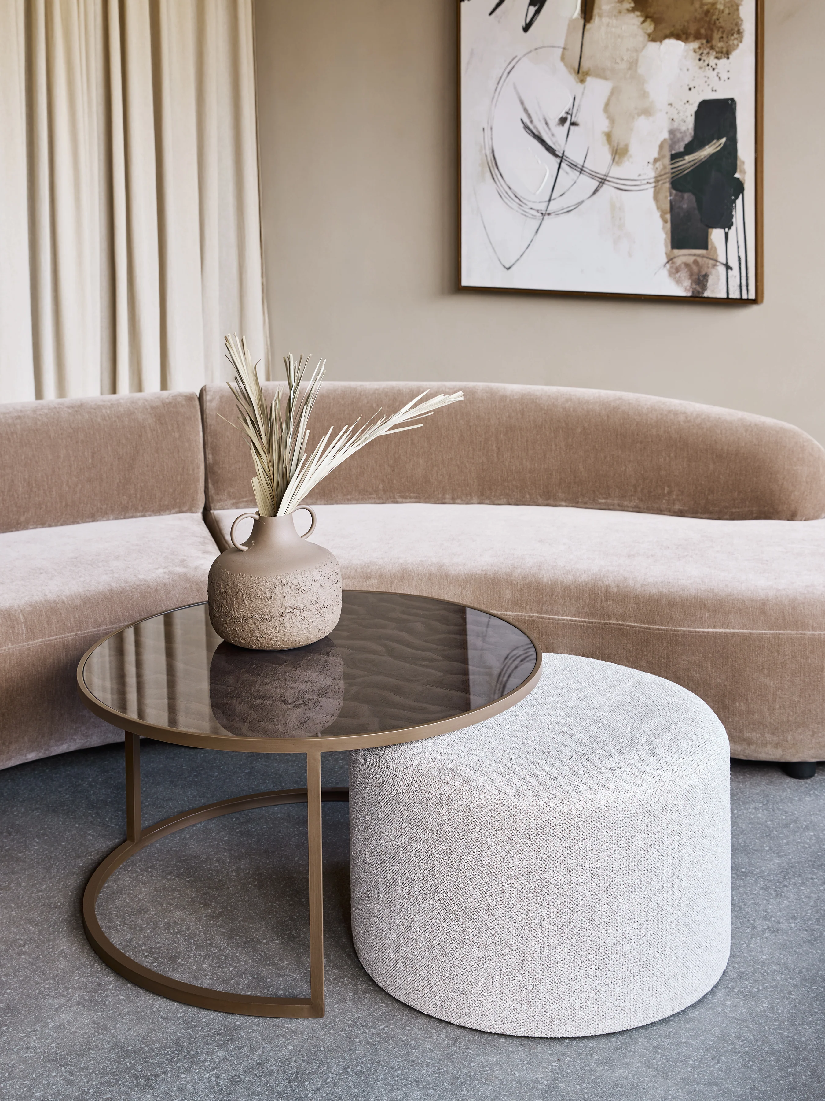 Driftwood Ripple Coffee Table & Nesting Pouffe - Image 4