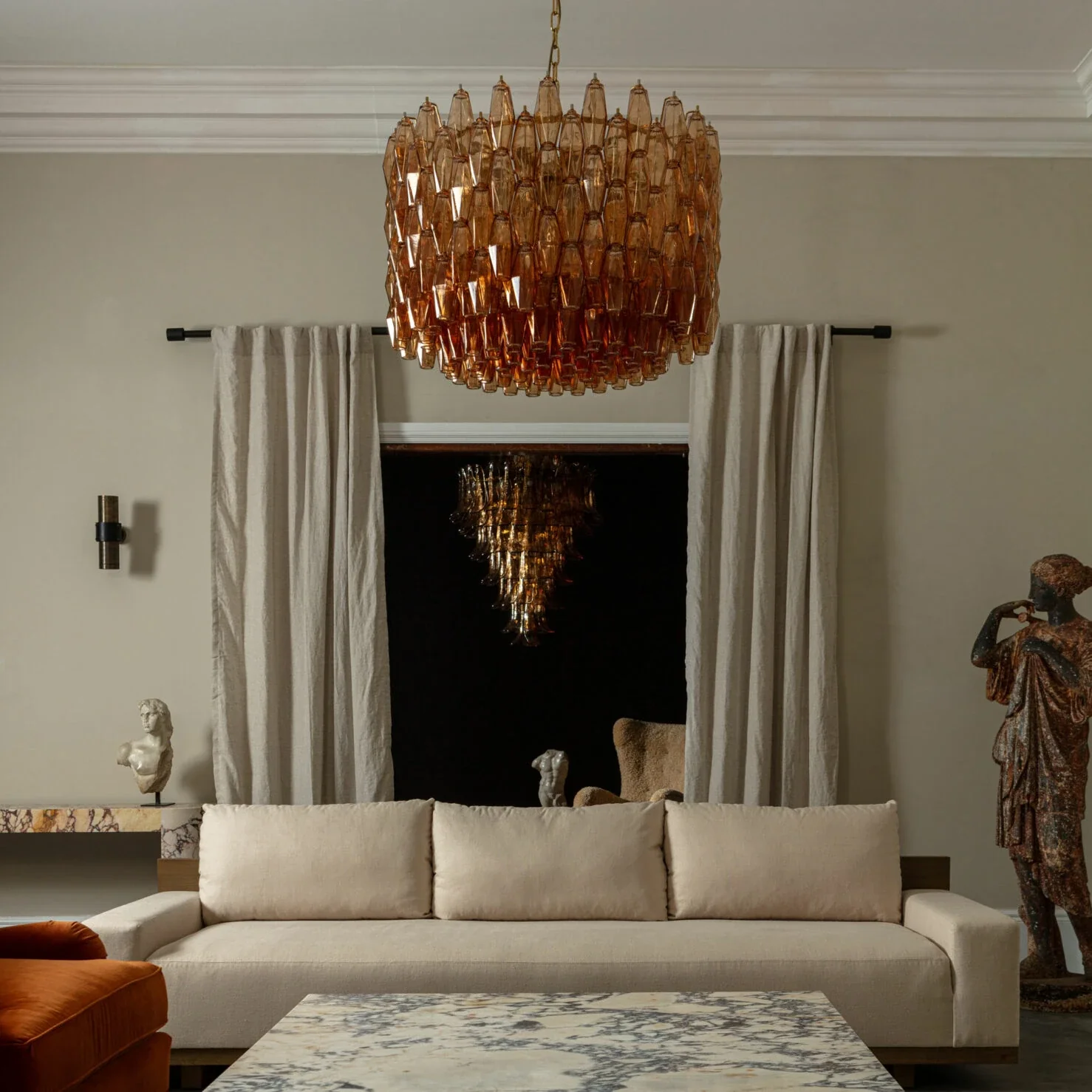 Drum Sorrento Chandelier – Amber & Pink Finishes - Image 6