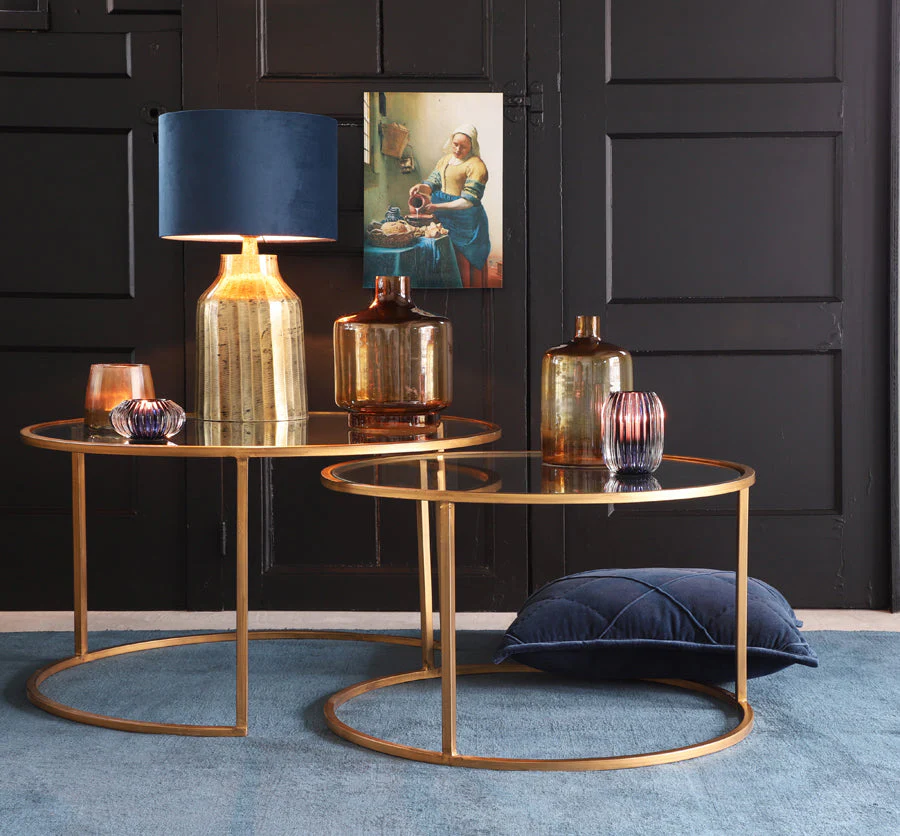 Duarte Coffee Table - Clear/Smoked/Brown Glass & Gold Finish - Image 4