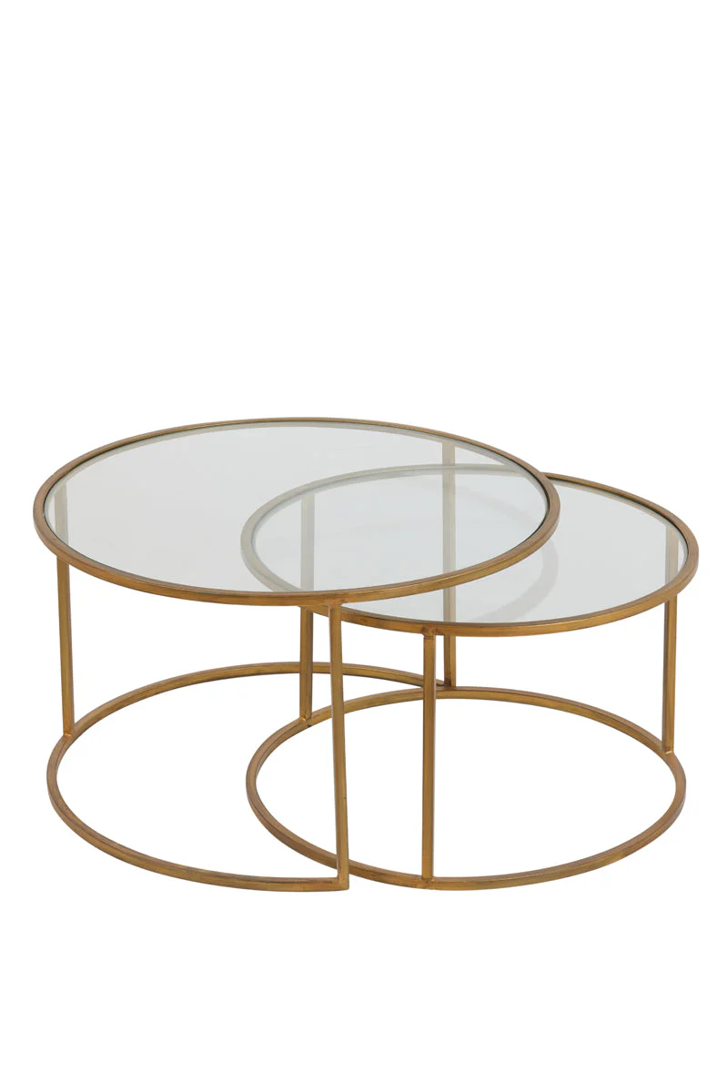 Duarte Coffee Table - Clear/Smoked/Brown Glass & Gold Finish - Image 5