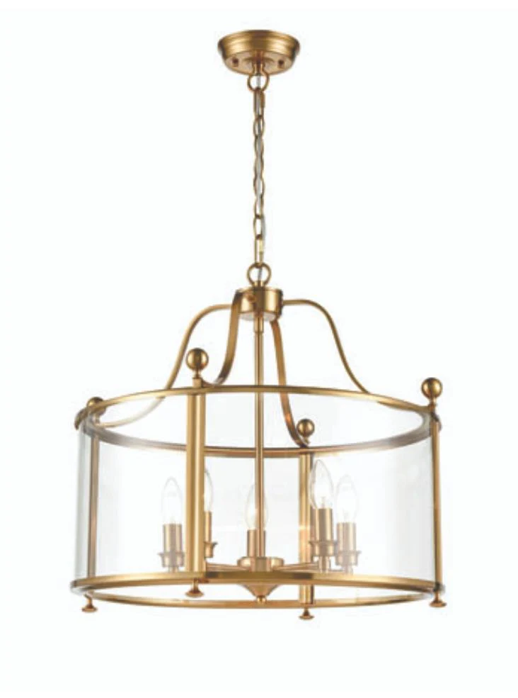 Duke 4/5/8Lt Lantern Ceiling Light - Satin Nickel/Antique Gold Finish - Image 4