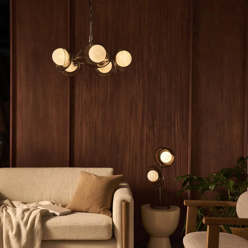 Dulwich Glass Layered Chandelier Light - Mocha Bronze Finish - Image 4