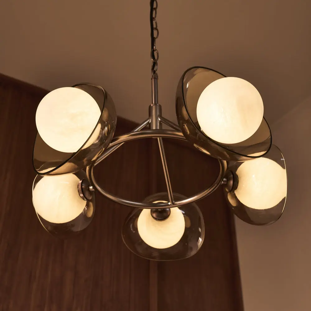 Dulwich Glass Layered Chandelier Light - Mocha Bronze Finish - Image 6