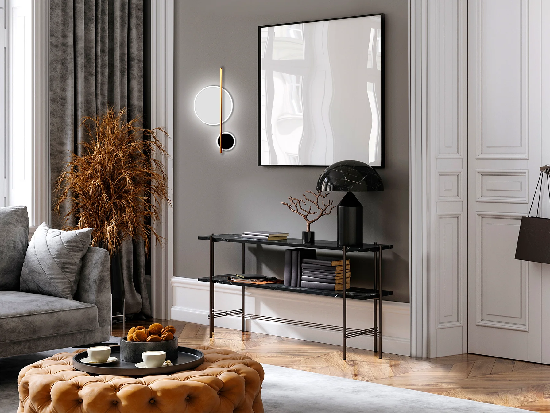 Duo 2Lt Wall Light- Black/White - Image 3