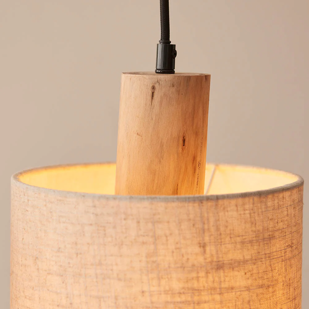 Durban 3lt Linear Pendant - Natural Linen & Wood - Image 7