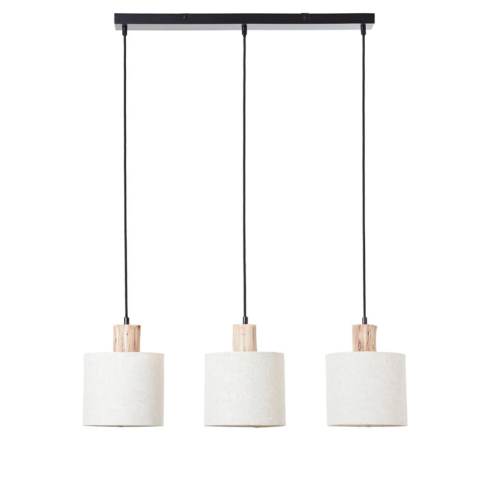 Durban 3lt Linear Pendant - Natural Linen & Wood - Image 8