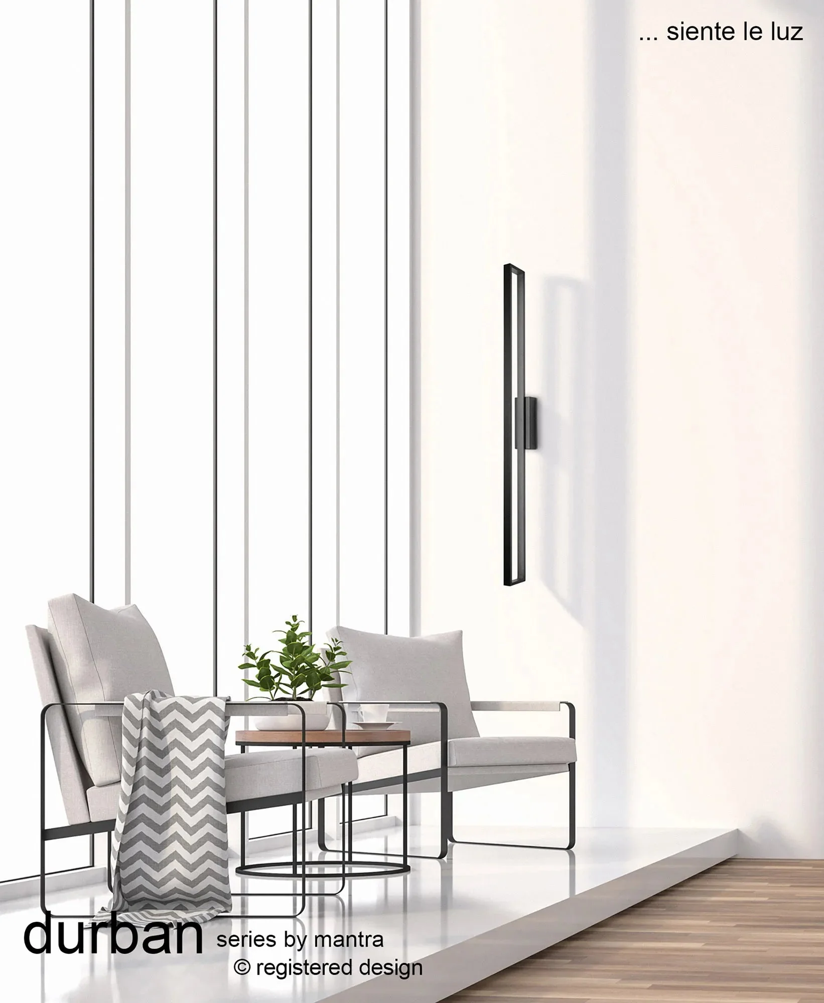 Durban Linear LED Wall Light - Black/White - Image 8