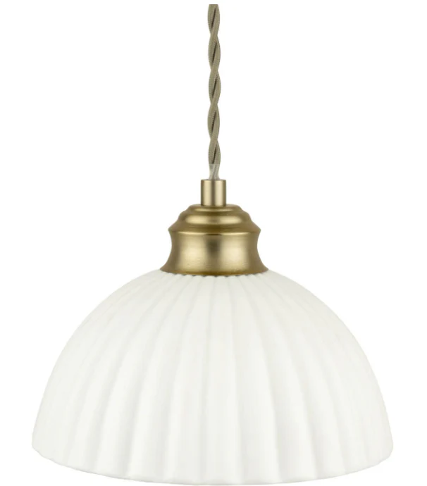 Durford 3 Light Bar Pendant Matt Antique Brass and White Ceramic - Image 2