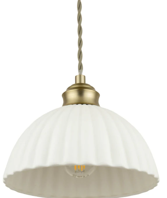 Durford 3 Light Bar Pendant Matt Antique Brass and White Ceramic - Image 3