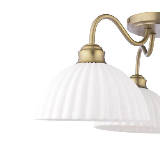Durford 3/5 Light Semi-Flush Matt Antique Brass and White Ceramic - Image 2