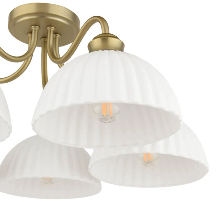 Durford 3/5 Light Semi-Flush Matt Antique Brass and White Ceramic - Image 7
