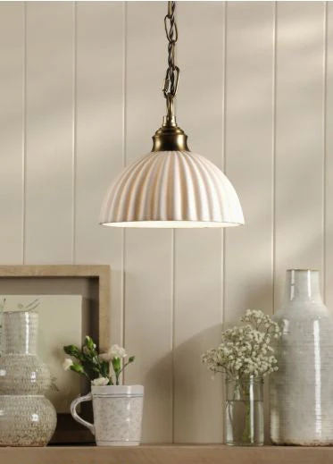 Durford Pendant Matt Antique Brass and White Ceramic - Image 3