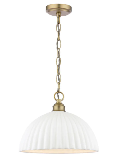 Durford Pendant Matt Antique Brass and White Ceramic - Image 4