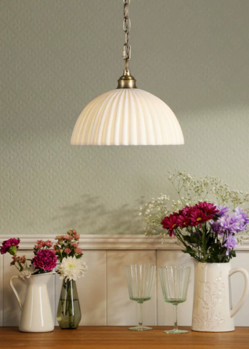 Durford Pendant Matt Antique Brass and White Ceramic - Image 7